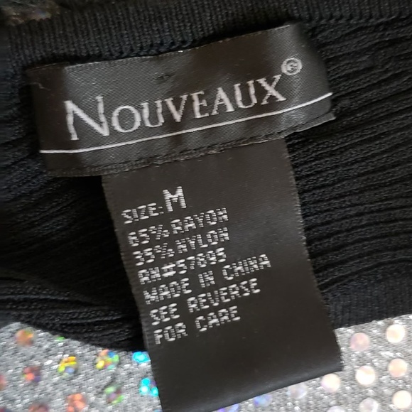 Dressy Black Lace Sequin Open Back Nouveaux Top - Picture 4 of 4